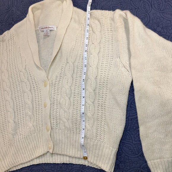 Michelle Stuart Vintage Lambwool Angora Rabbit Hair Button Sweater Womens Medium - Picture 6 of 8